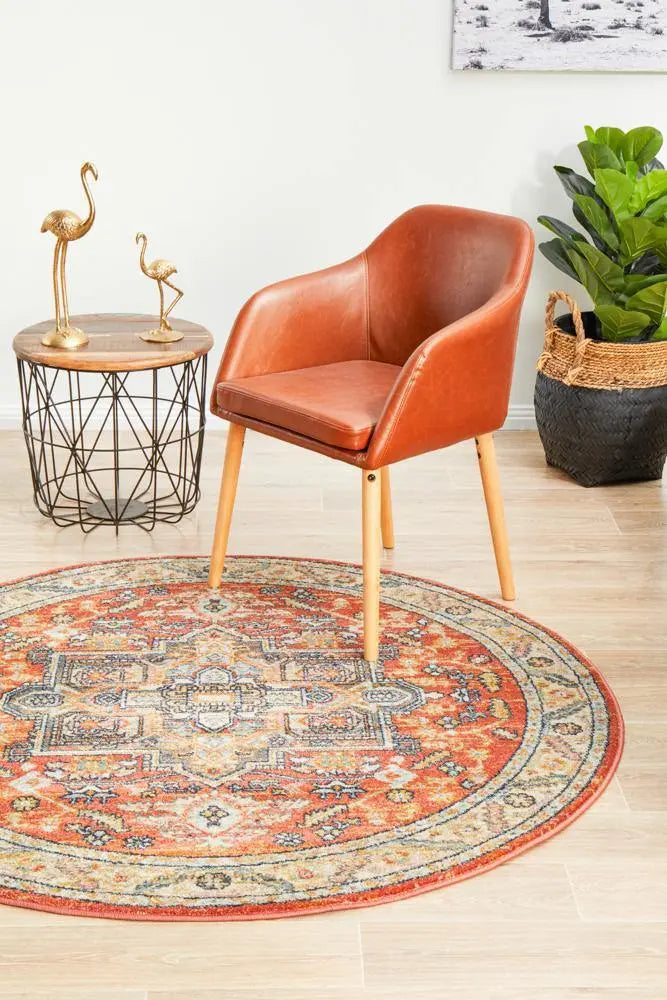 Legana 850 Terracotta Round Rug Unitex