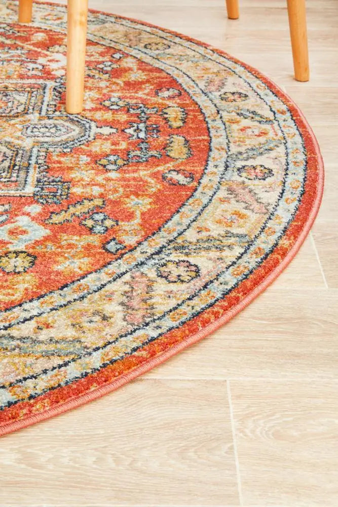 Legana 850 Terracotta Round Rug Unitex