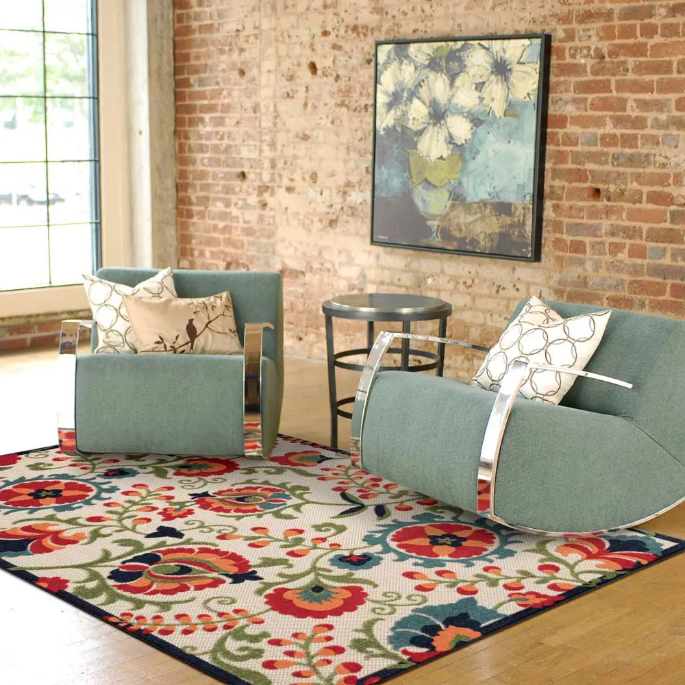 MONACO FLOWER MULTI OUTDOOR RUG Saray Rugs