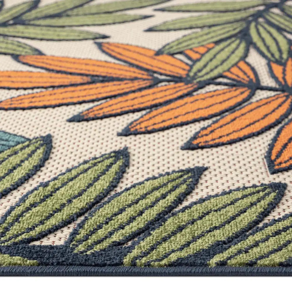 MONACO LEAVE MULTI OUTDOOR ROUND RUG Saray Rugs