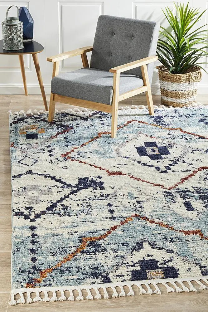 Melisa 444 Blue Fringe Rug Unitex