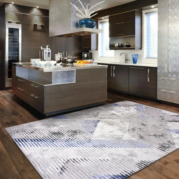 Montreal 8599 Blue Grid Rug Saray Rugs