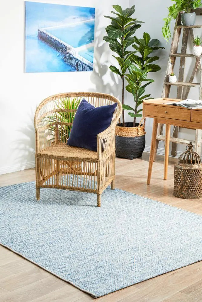 Outdoor Terrace Square Blue Rug Rug Culture