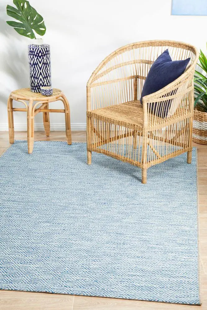 Outdoor Terrace Square Blue Rug Rug Culture