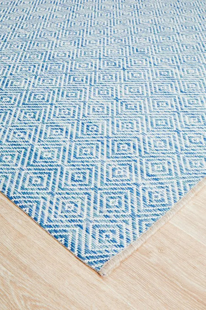 Outdoor Terrace Square Blue Rug Rug Culture