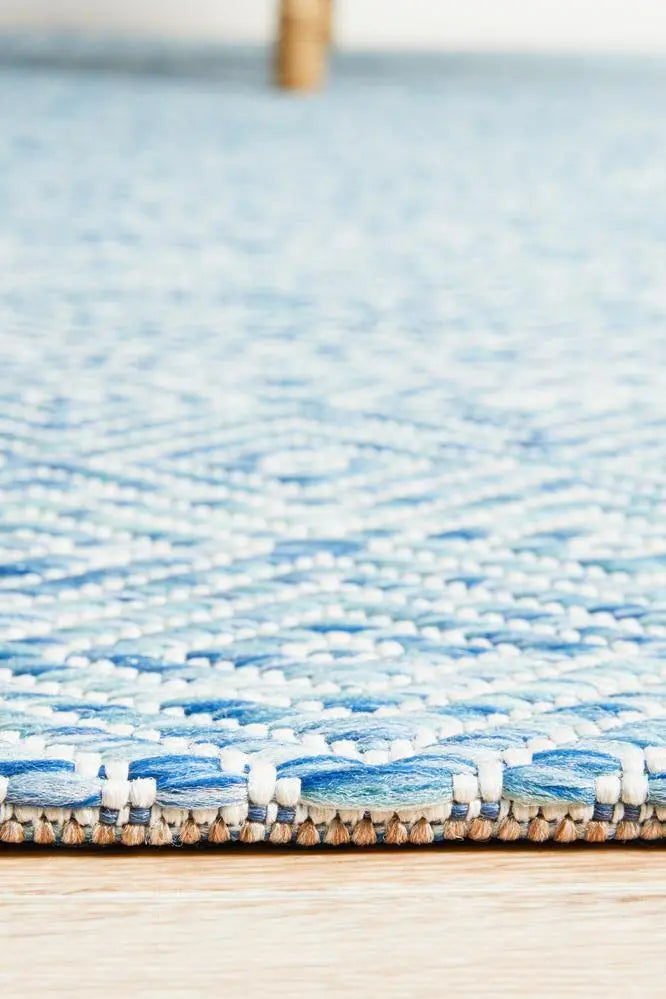 Outdoor Terrace Square Blue Rug Rug Culture