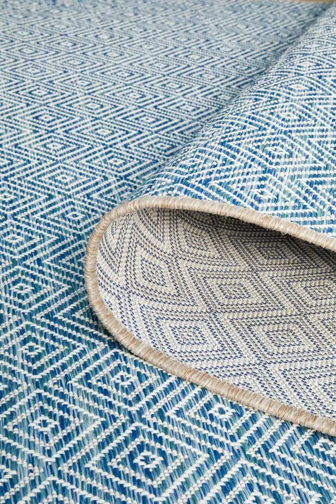 Outdoor Terrace Square Blue Rug Rug Culture