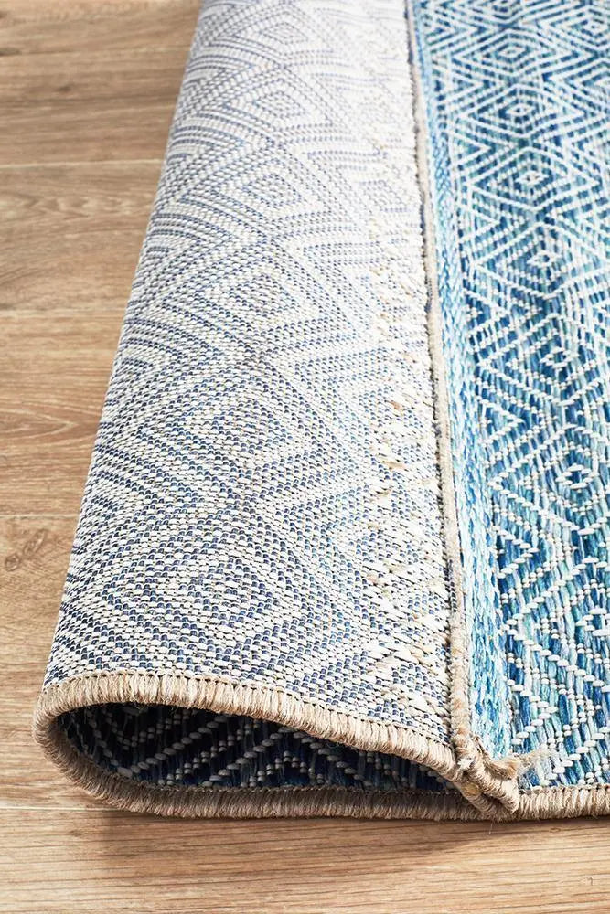 Outdoor Terrace Pattern Blue Runner Rug Rug Culture