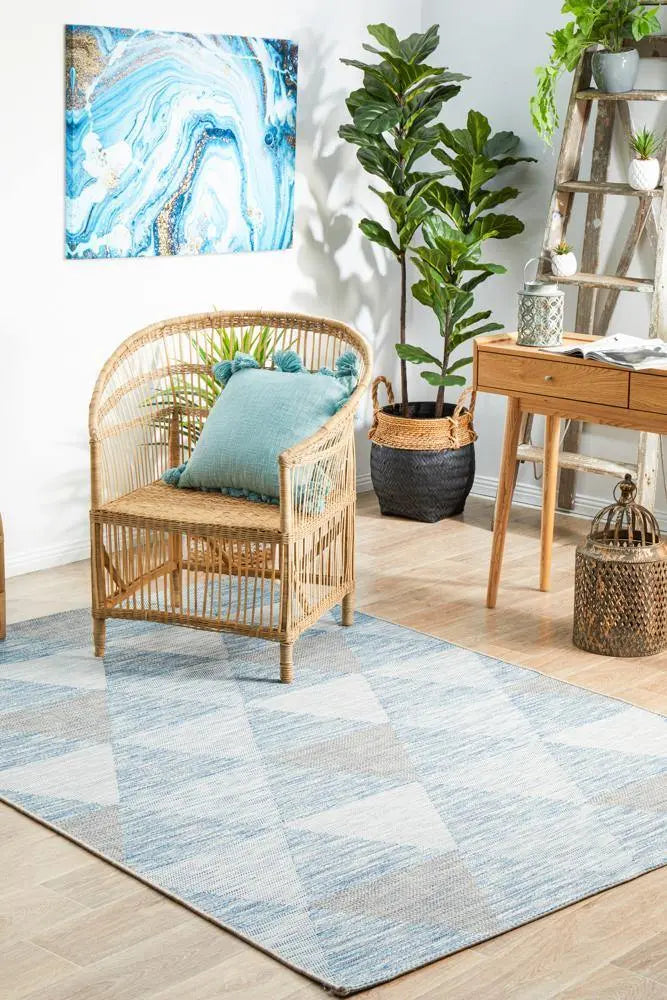 Outdoor Terrace White Blue Rug Rug Culture