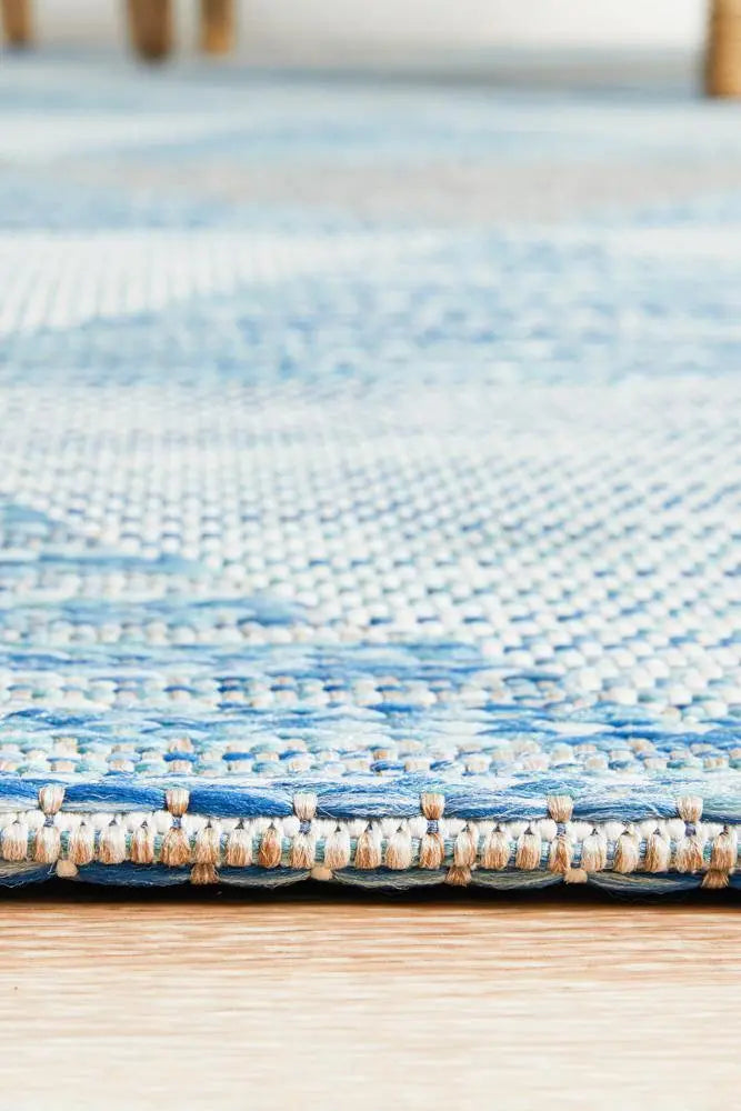 Outdoor Terrace White Blue Rug Rug Culture