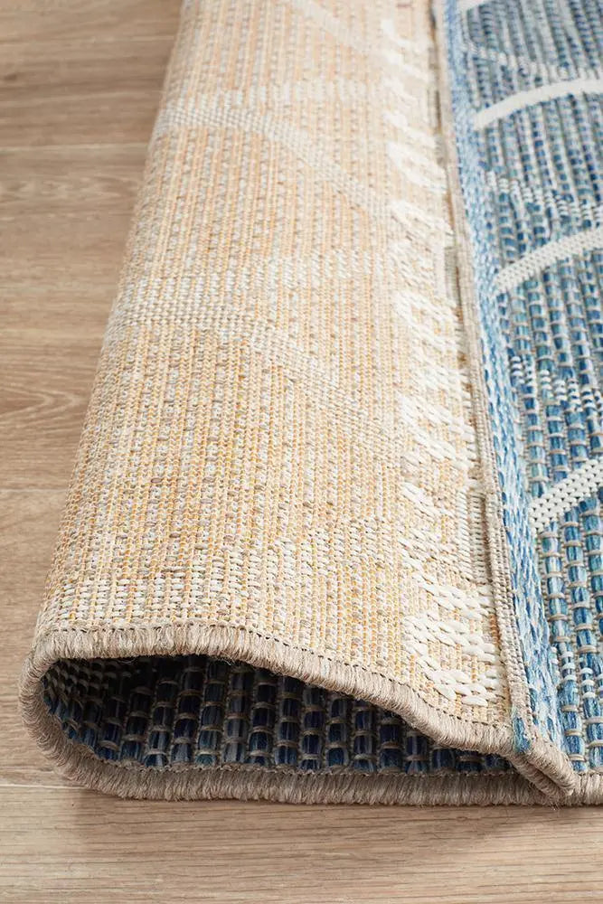 Outdoor Terrace waving Blue Runner Rug Rug Culture