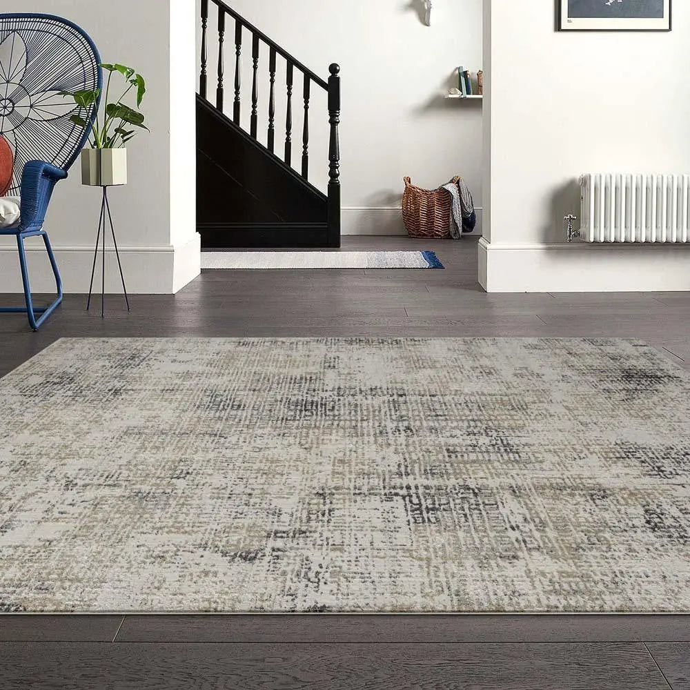 PORTLAND 552 PASTEL GRID GREY RUG Saray Rugs