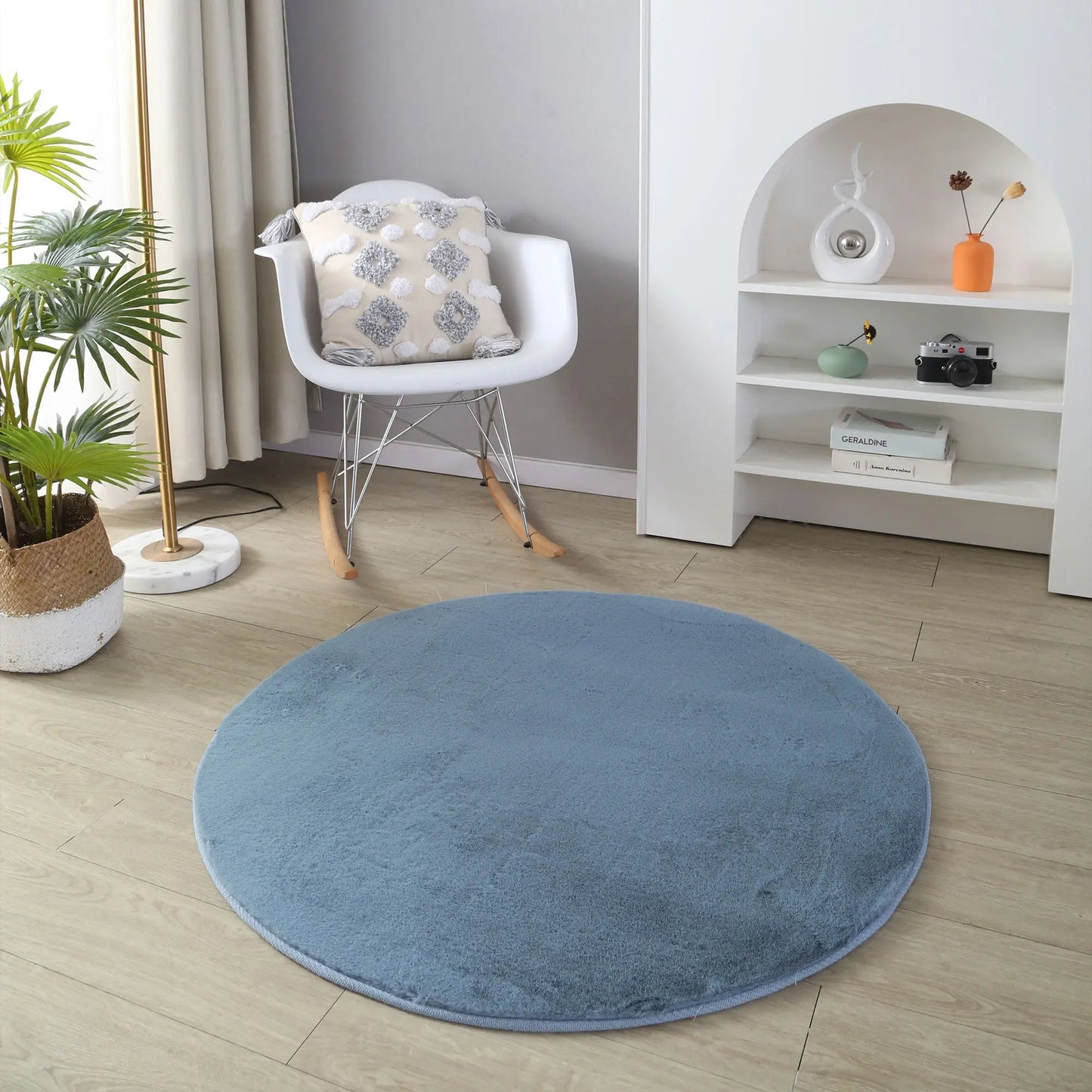 Panda Plush Super Soft Blue Rug The Rug Co