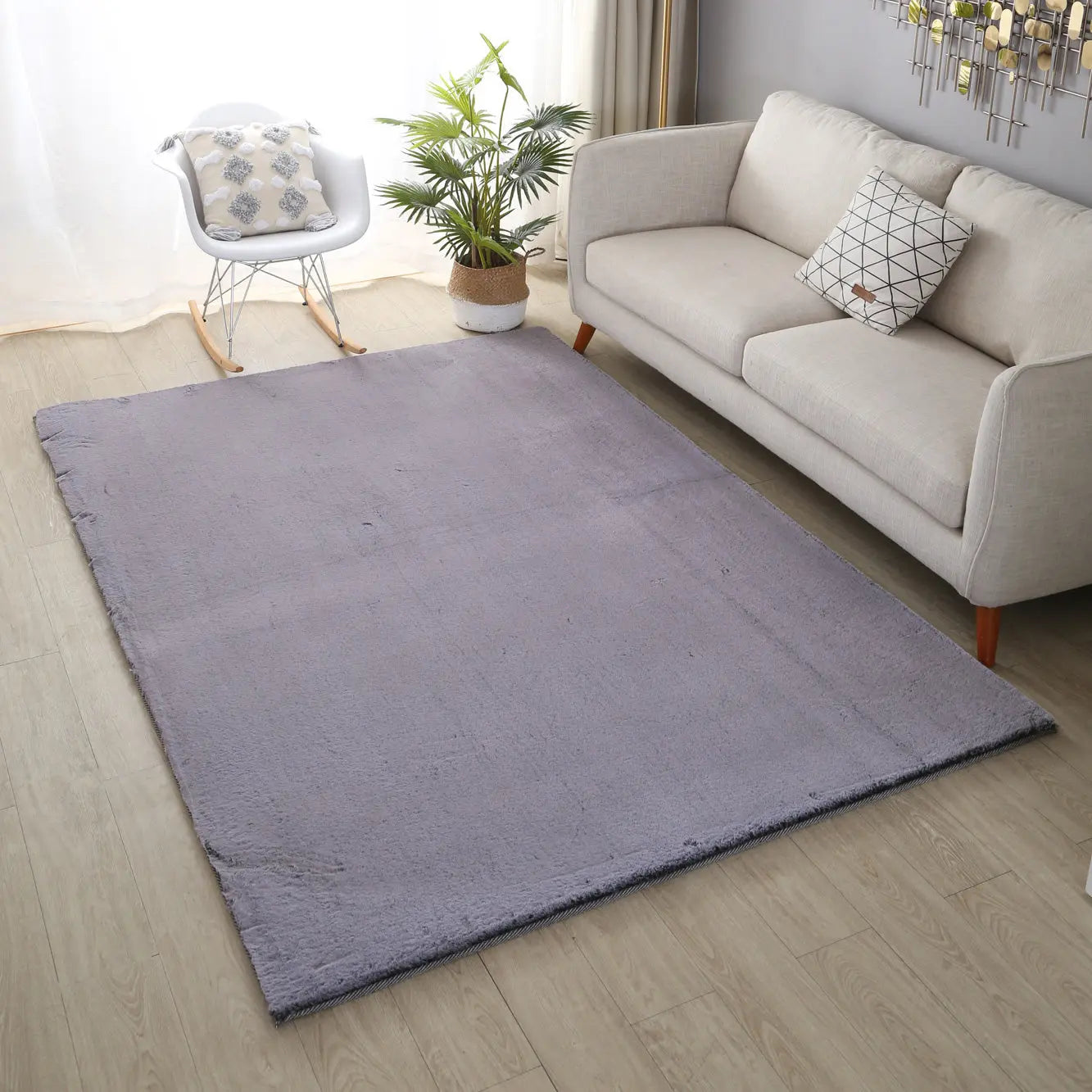 Panda Plush Super Soft Grey Rug The Rug Co