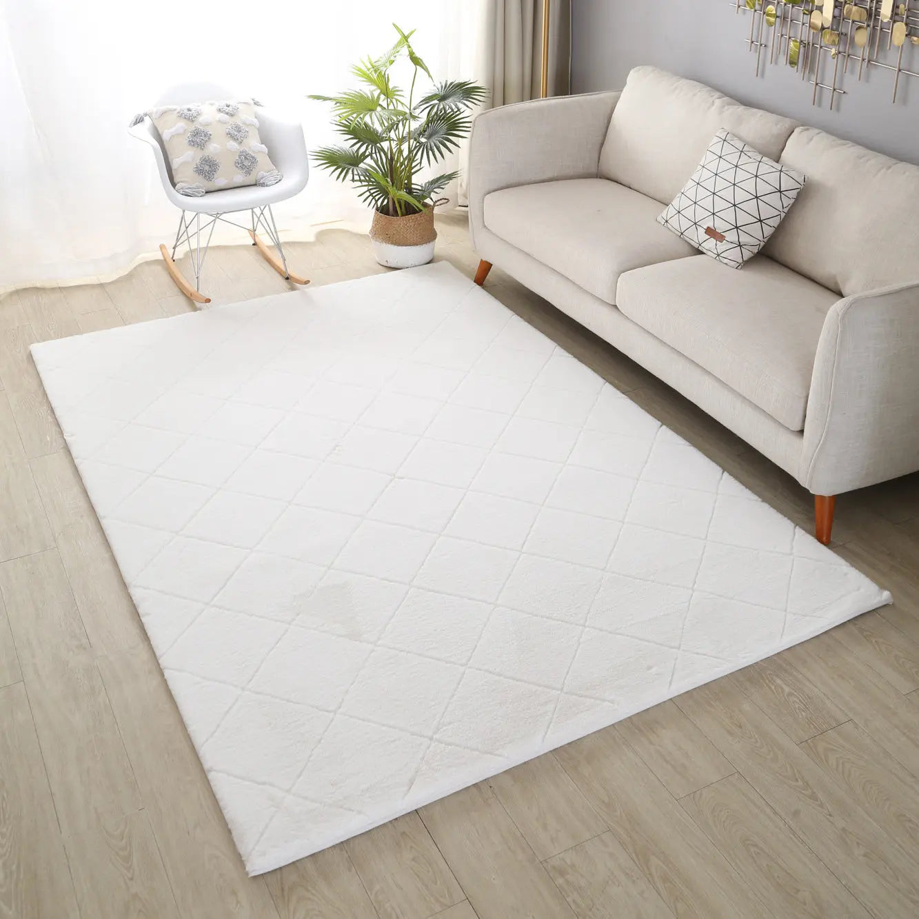 Panda Plush Super Soft White Diamond Rug The Rug Co