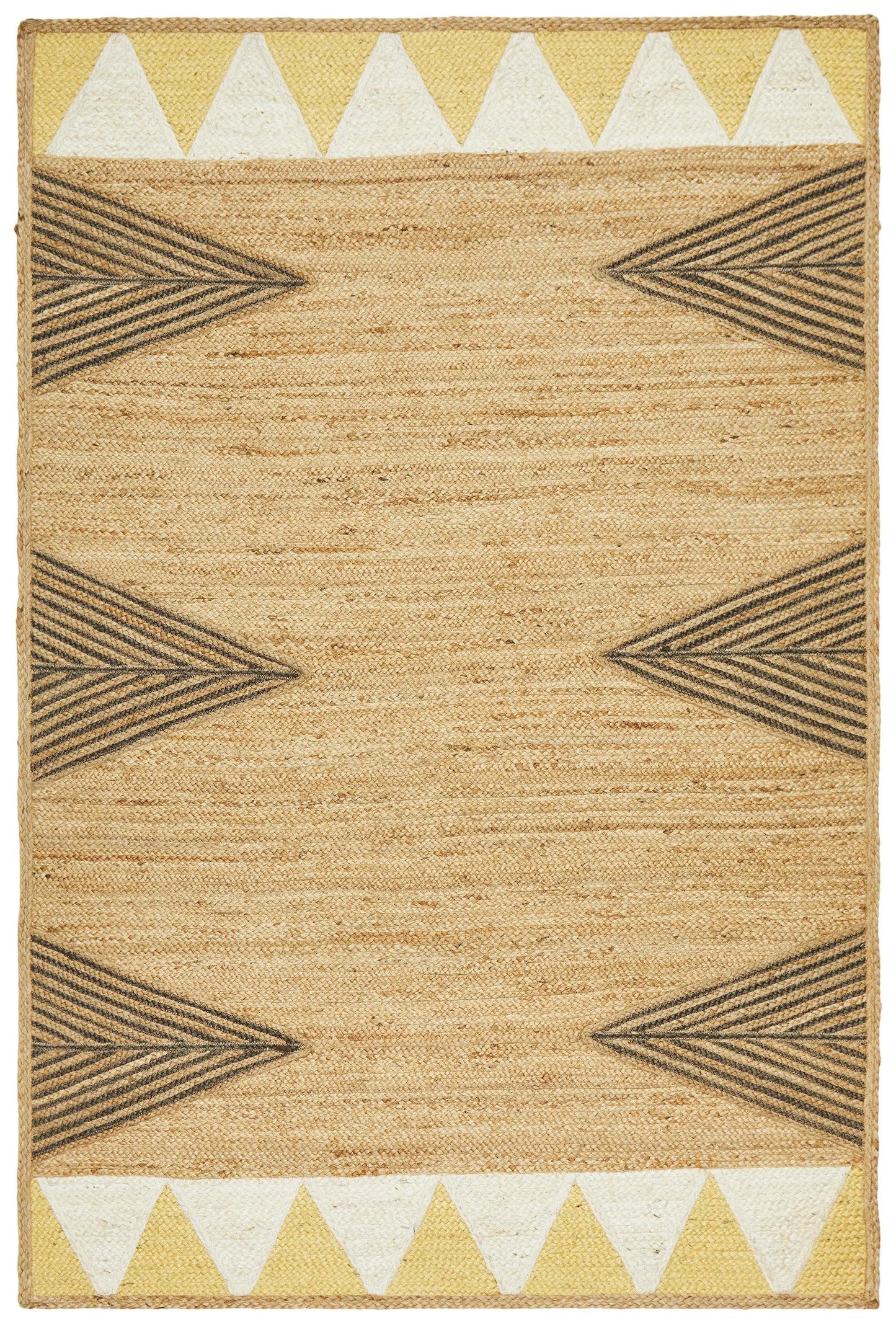 Paris 222 Yellow Natural jute and Cotton Rug Unitex