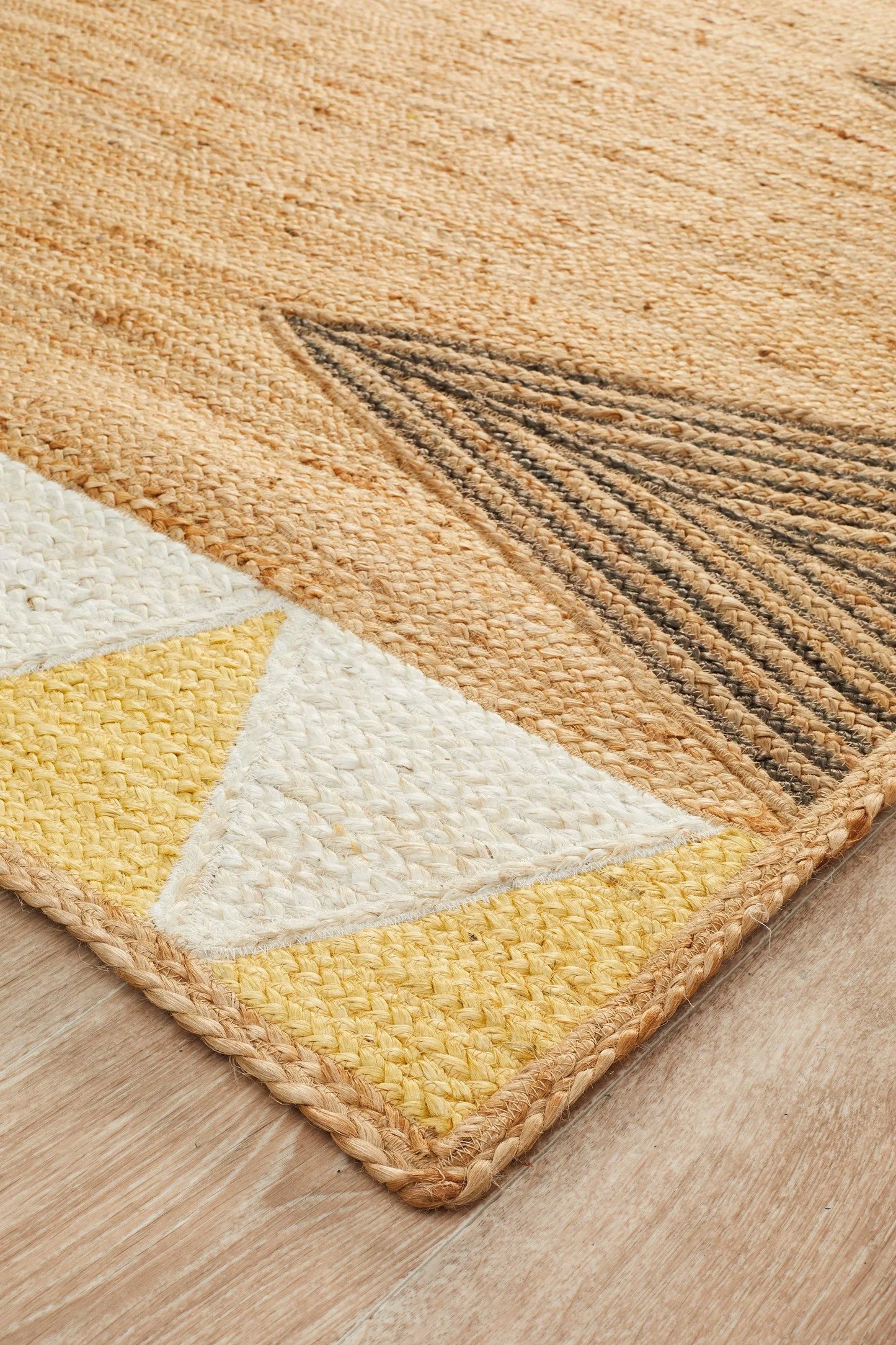 Paris 222 Yellow Natural jute and Cotton Rug Unitex