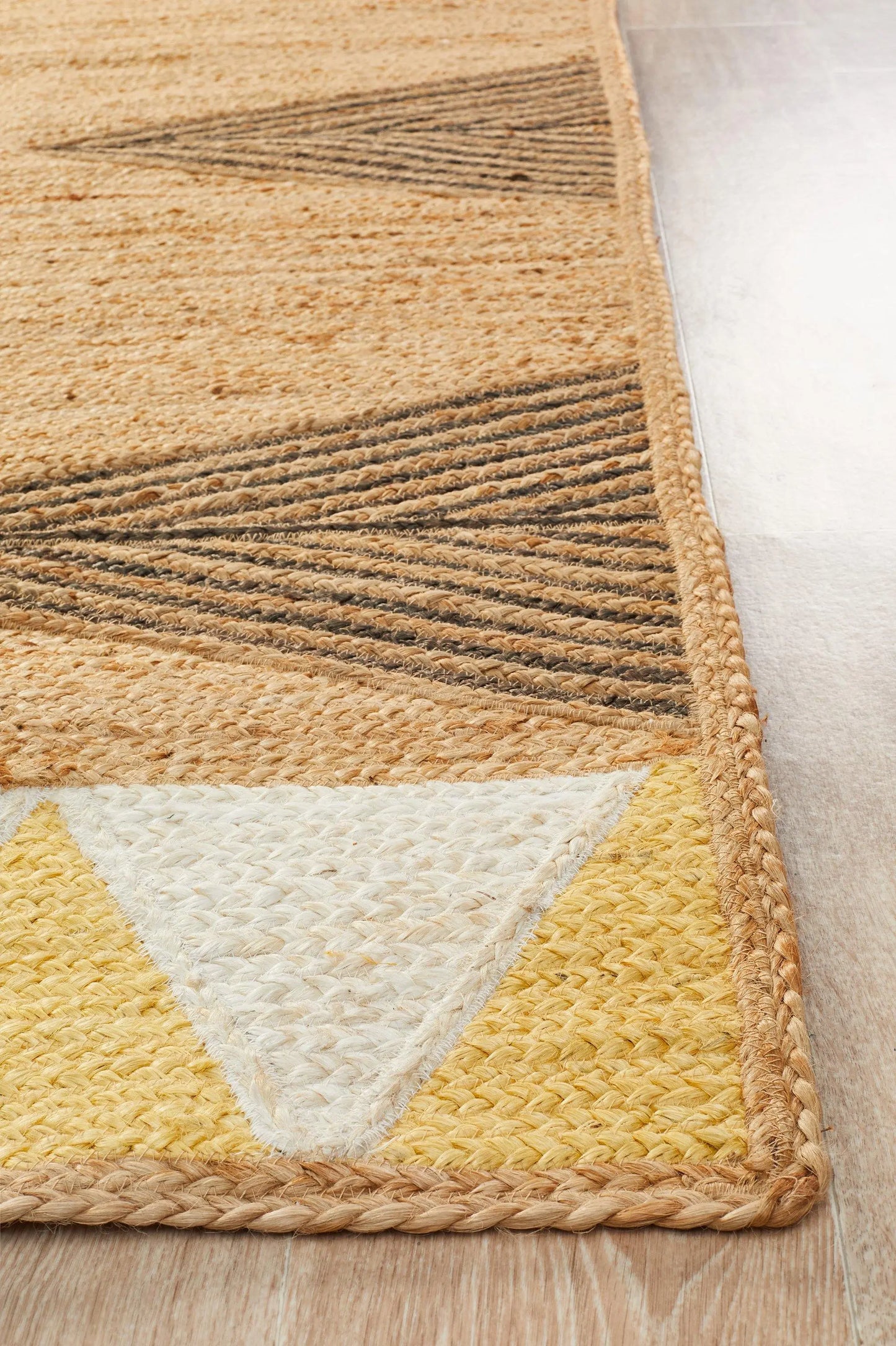 Paris 222 Yellow Natural jute and Cotton Rug Unitex