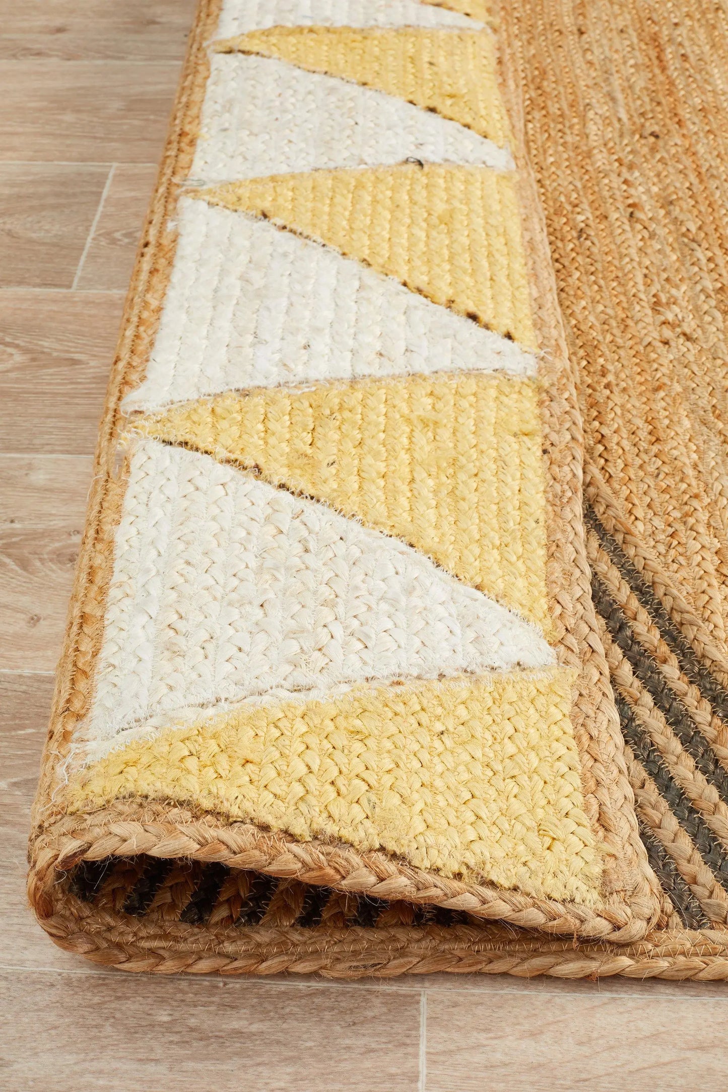 Paris 222 Yellow Natural jute and Cotton Rug Unitex
