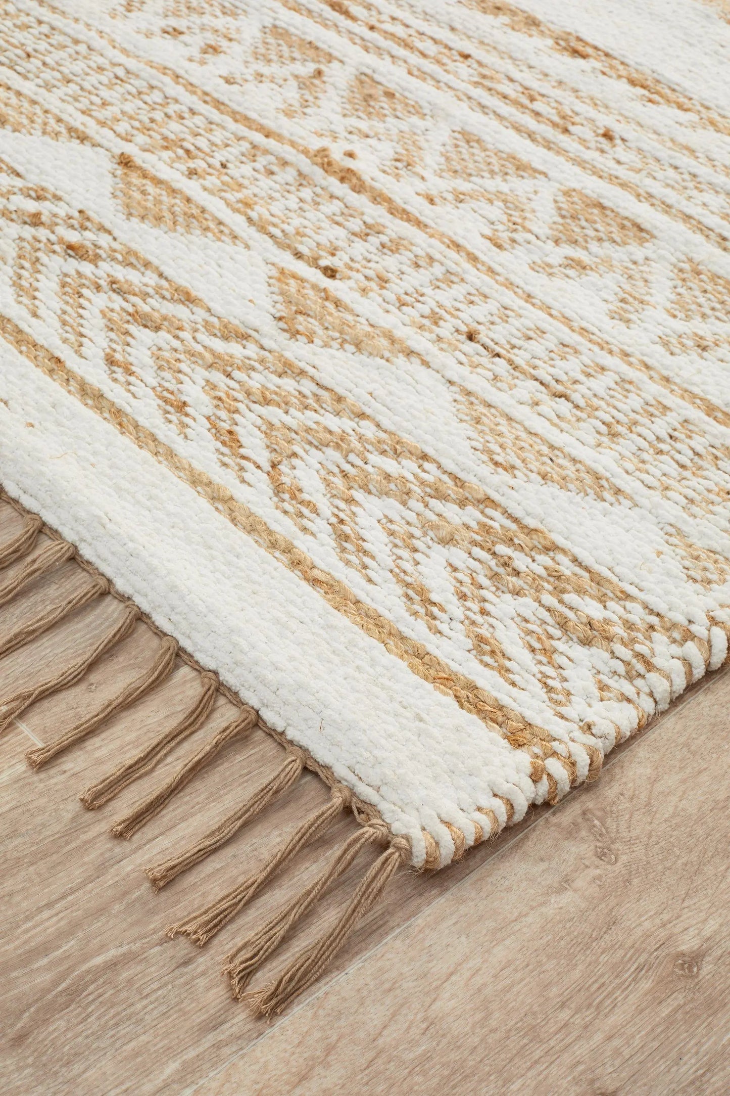 Paris 333 White Natural jute and Cotton Rug Unitex