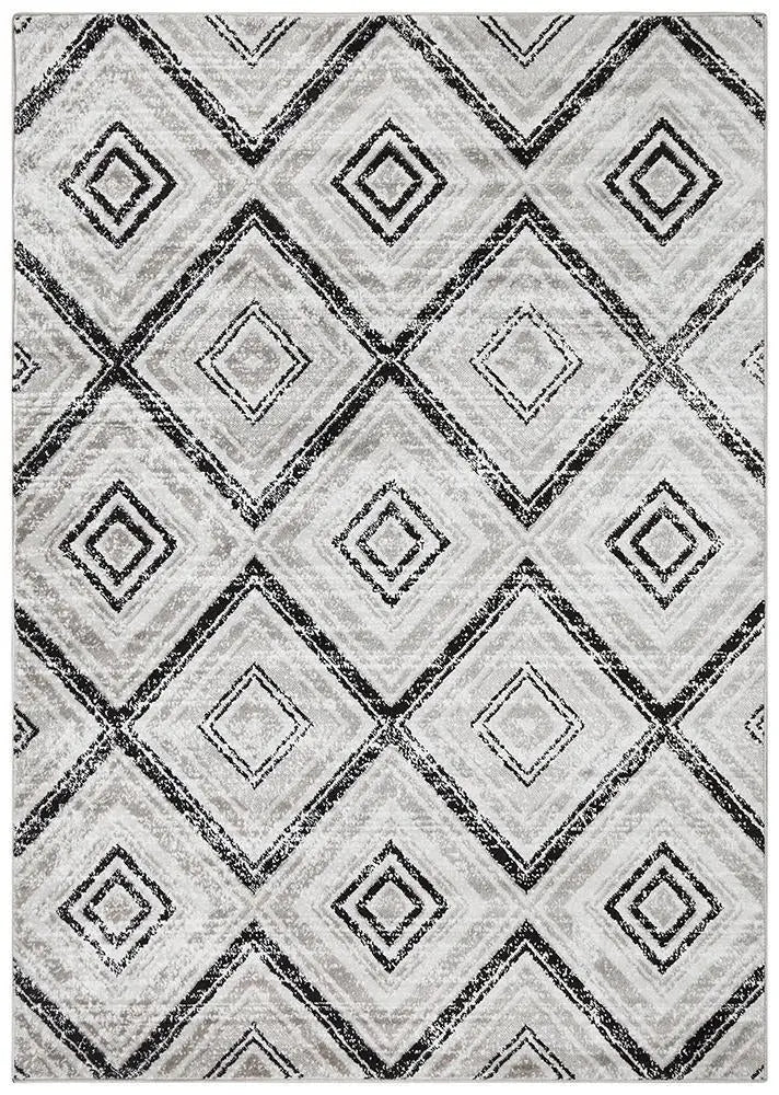 Sabrina Geo Diamonds Rug Grey Black Rug Culture