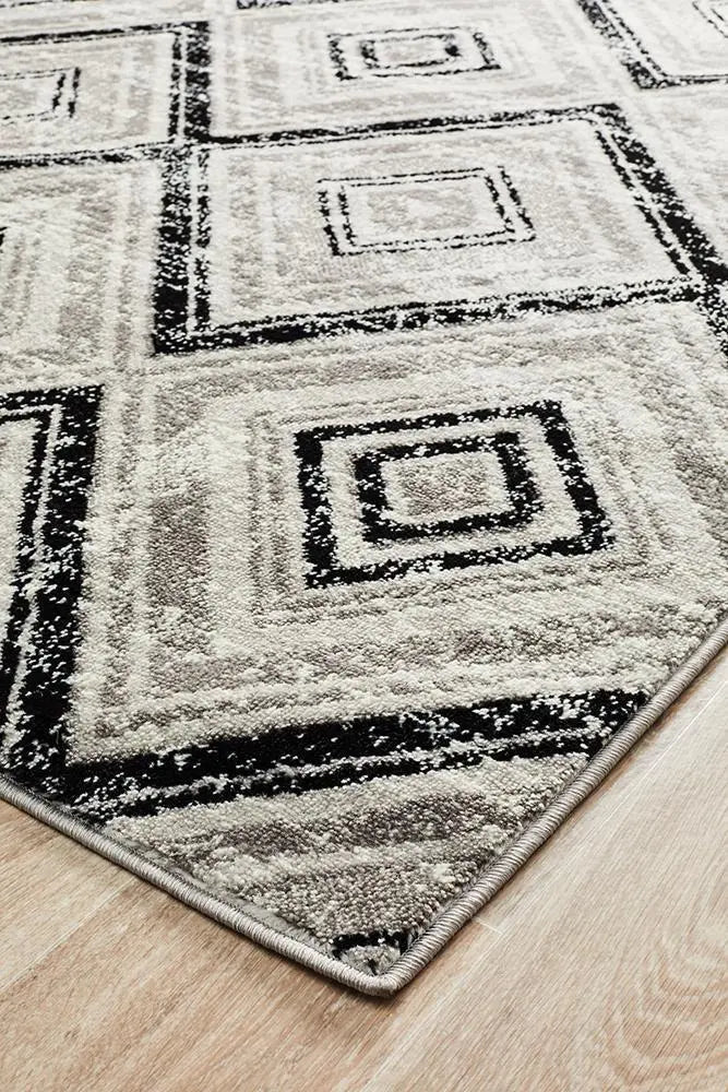 Sabrina Geo Diamonds Rug Grey Black Rug Culture
