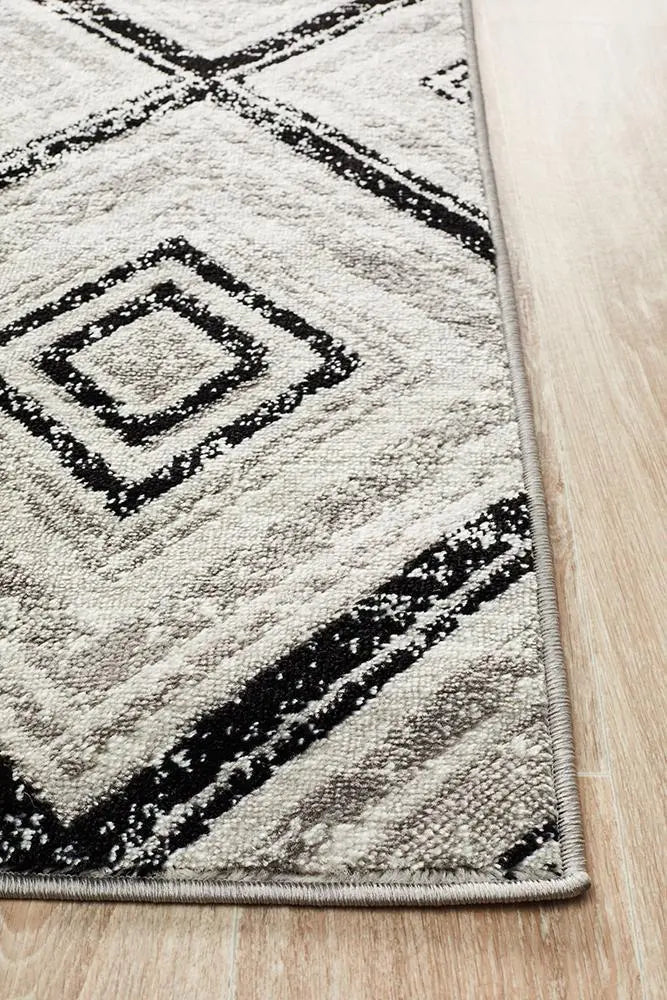 Sabrina Geo Diamonds Rug Grey Black Rug Culture