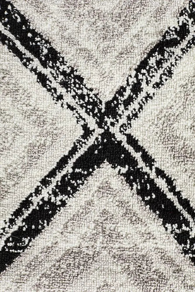 Sabrina Geo Diamonds Rug Grey Black Rug Culture