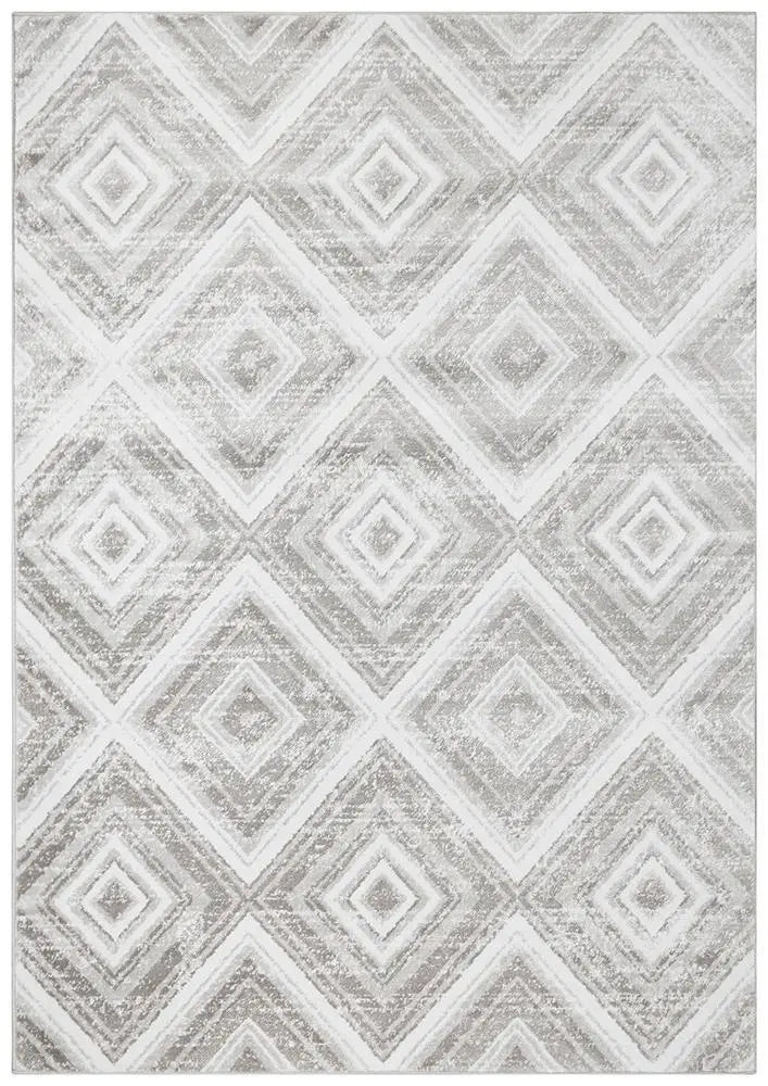 Sabrina Geo Diamonds Rug Silver Grey Rug Culture