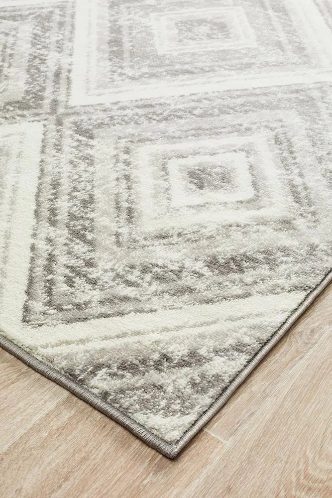 Sabrina Geo Diamonds Rug Silver Grey Rug Culture