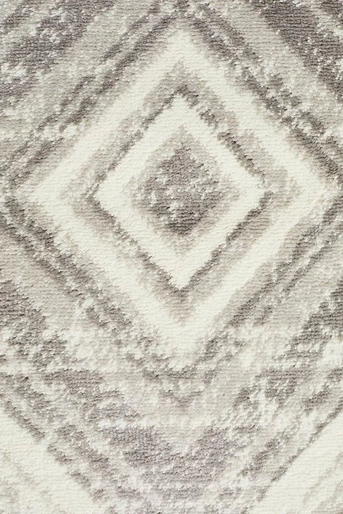 Sabrina Geo Diamonds Rug Silver Grey Rug Culture
