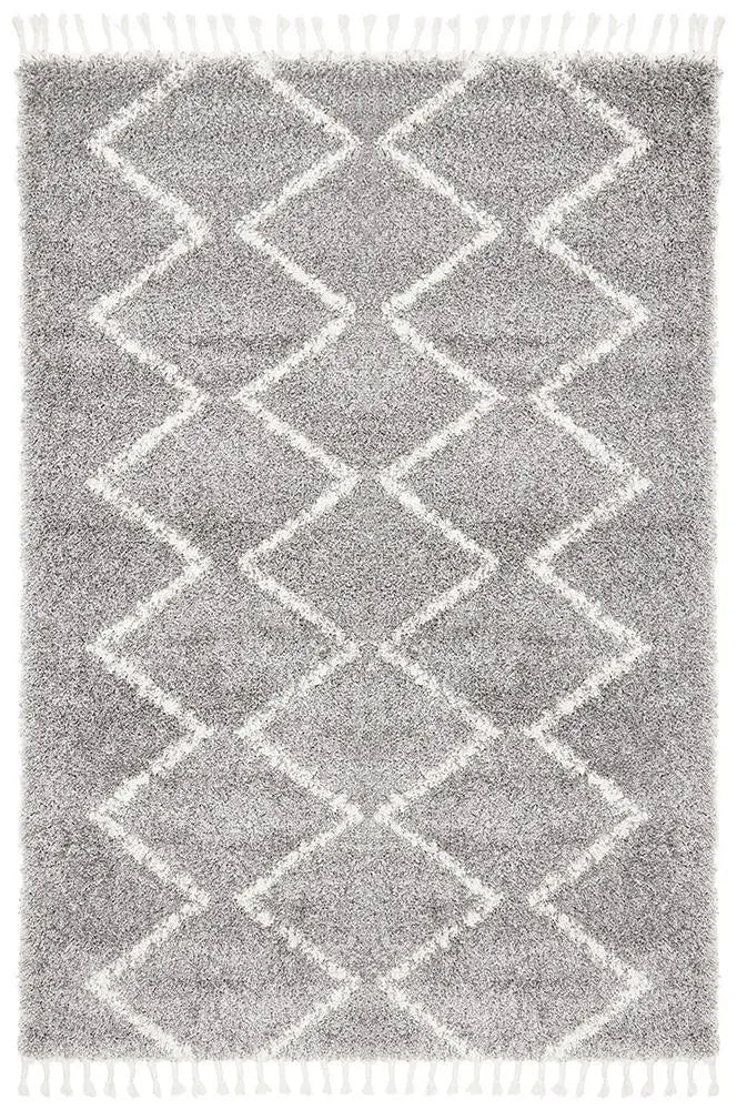Sila 11 Silver Shaggy Rug Unitex