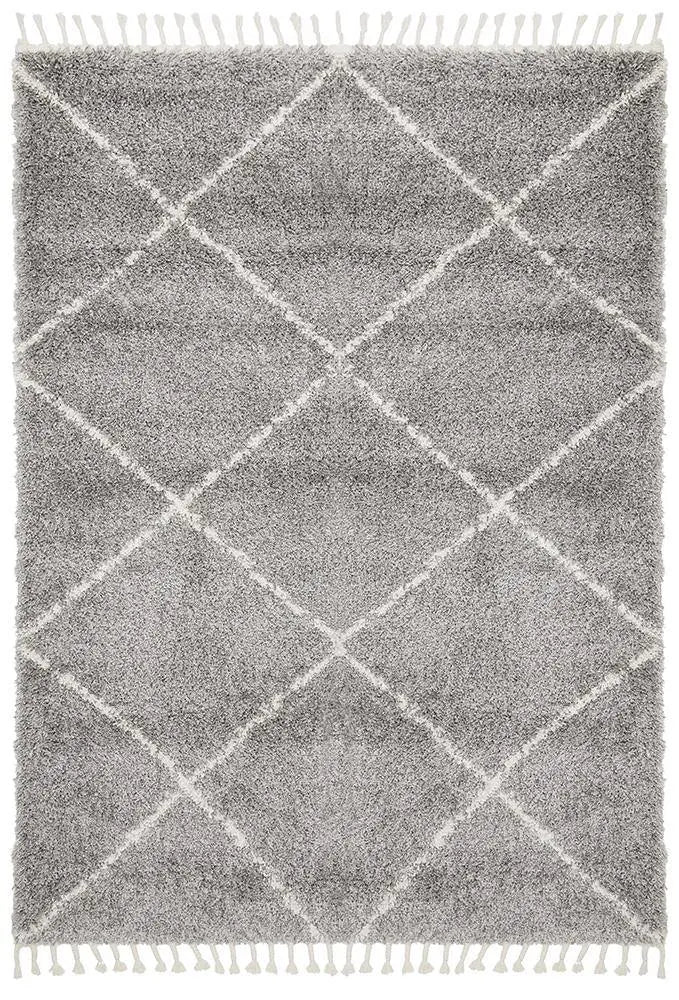 Sila 22 Silver Shaggy Rug Unitex