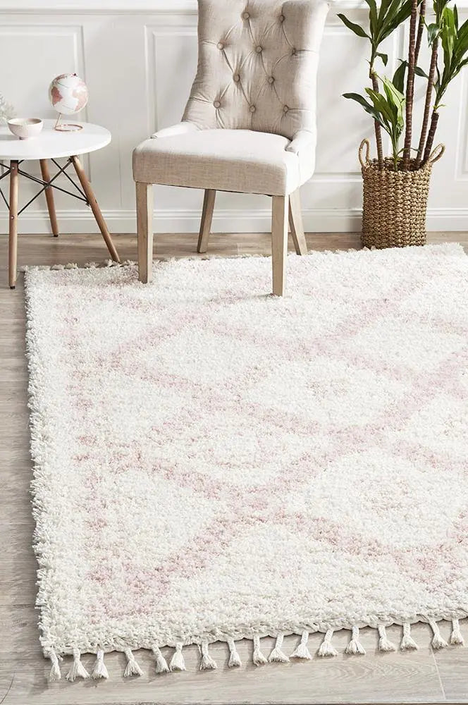 Sila 33 Pink Shaggy Rug Unitex