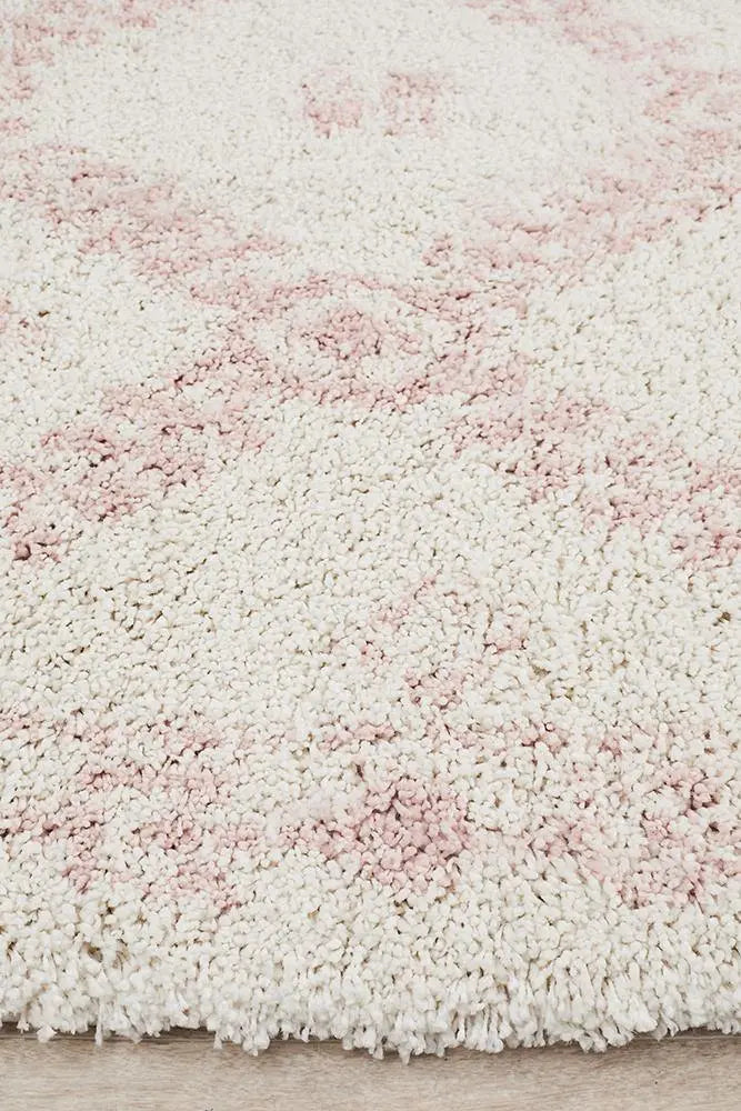 Sila 33 Pink Shaggy Rug Unitex