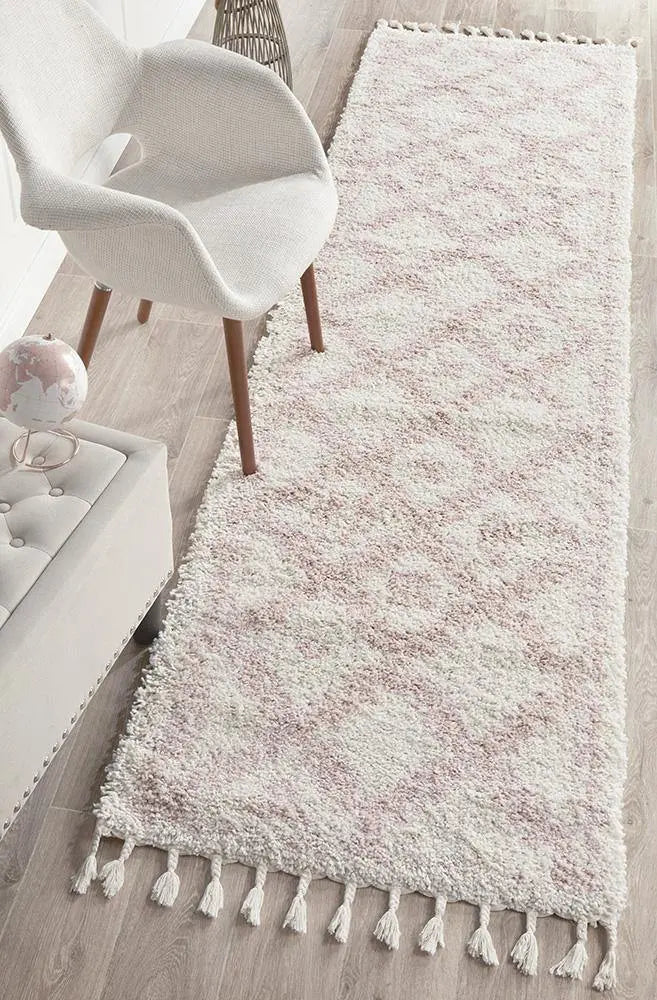 Sila 33 Pink Shaggy Rug Unitex