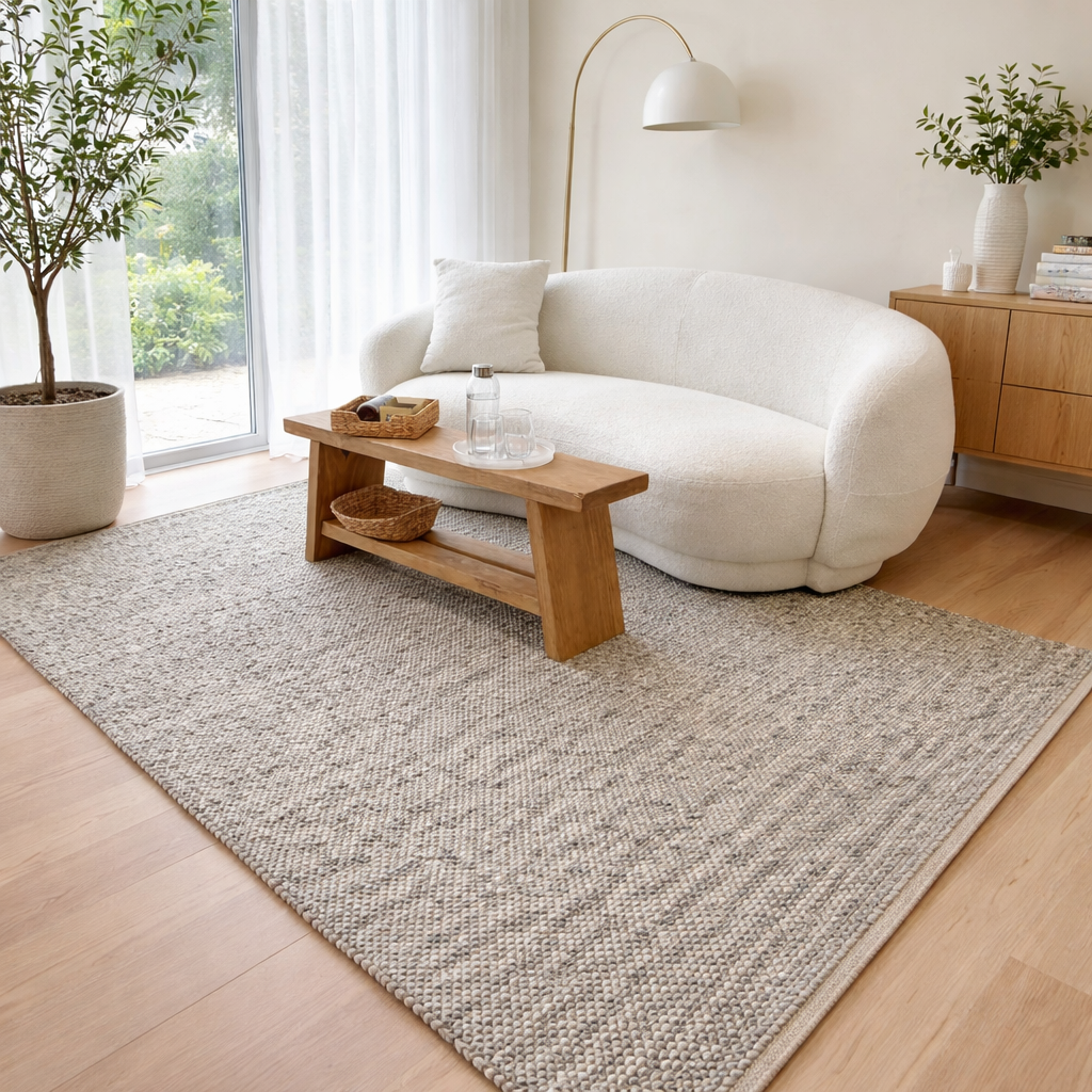 Essence Minimal Wool Weave Grey Rug