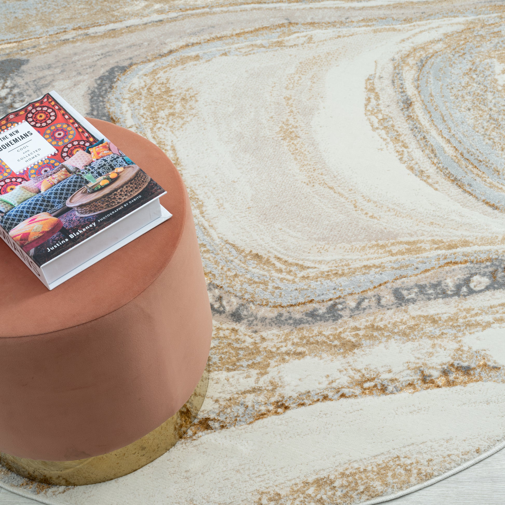 Astana 184 Sand Modern Round Rug Saray Rugs