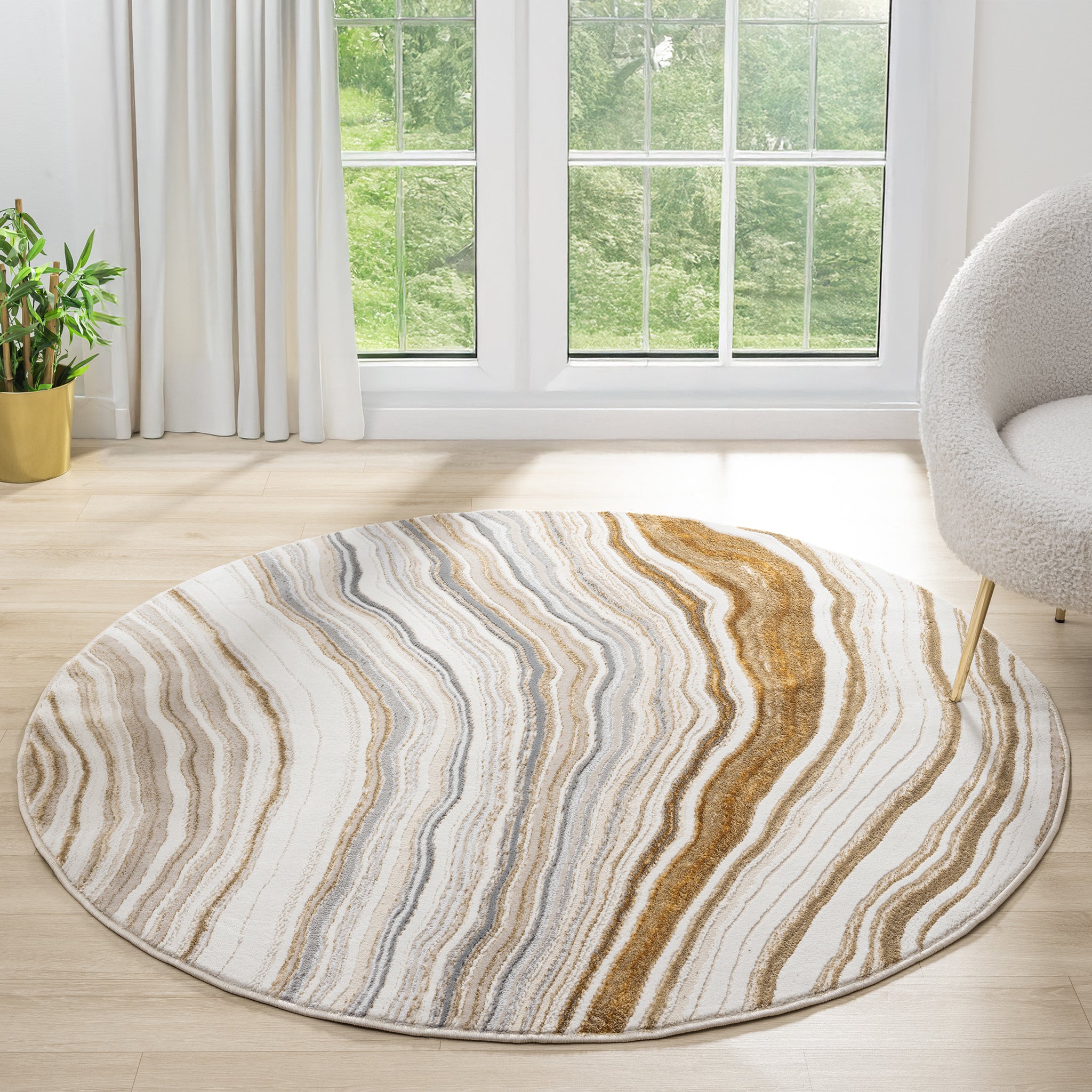Astana 185 Stone Modern Round Rug