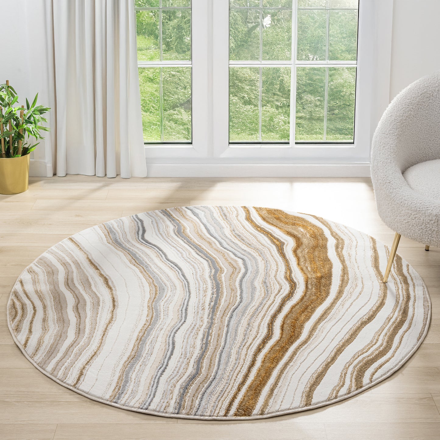 Astana 185 Stone Modern Round Rug