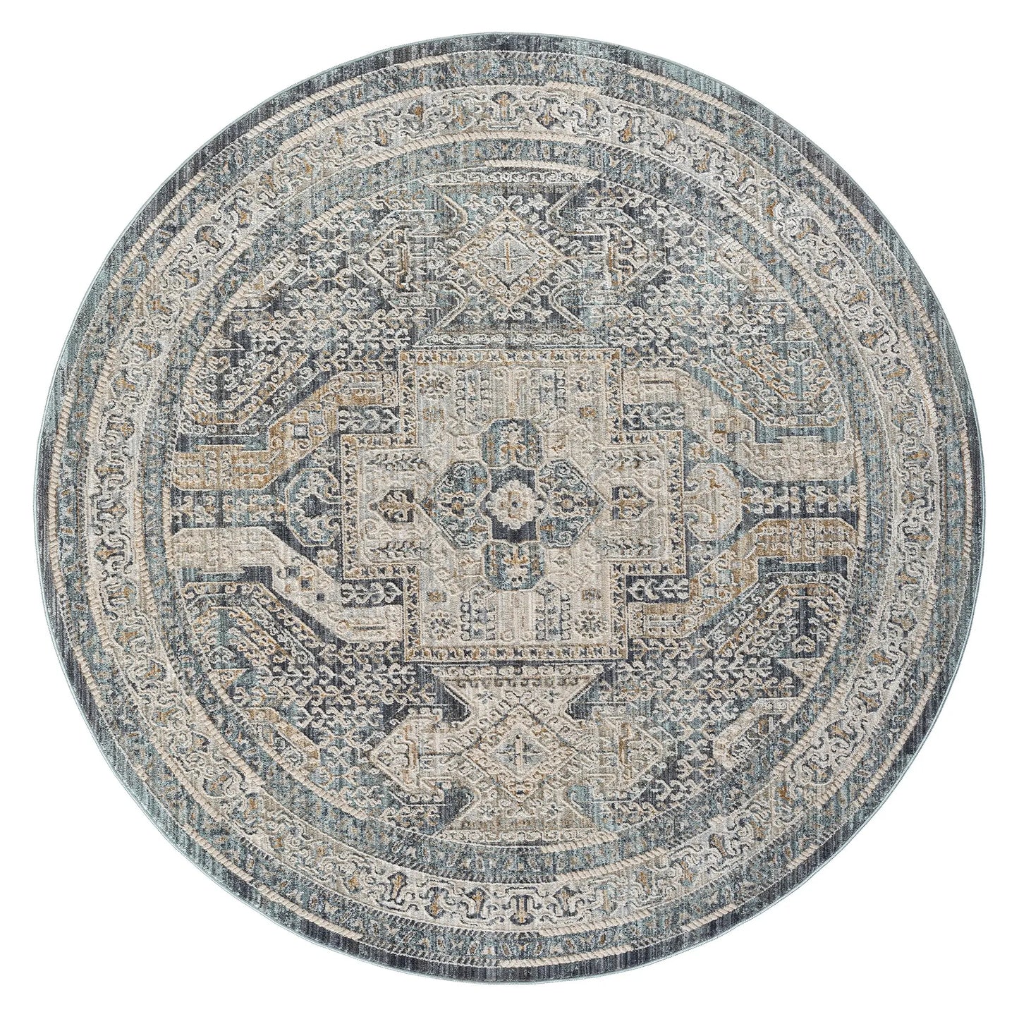 Auburn 6752 Charcoal Traditional Round Rug Saray Rugs