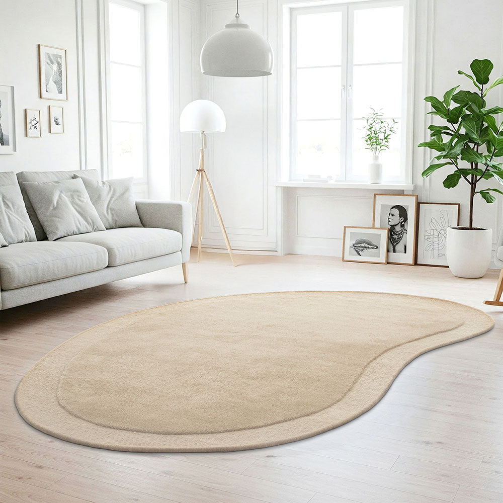 Camilla  Beige New Zealand wool Shape Rug Rug Culture
