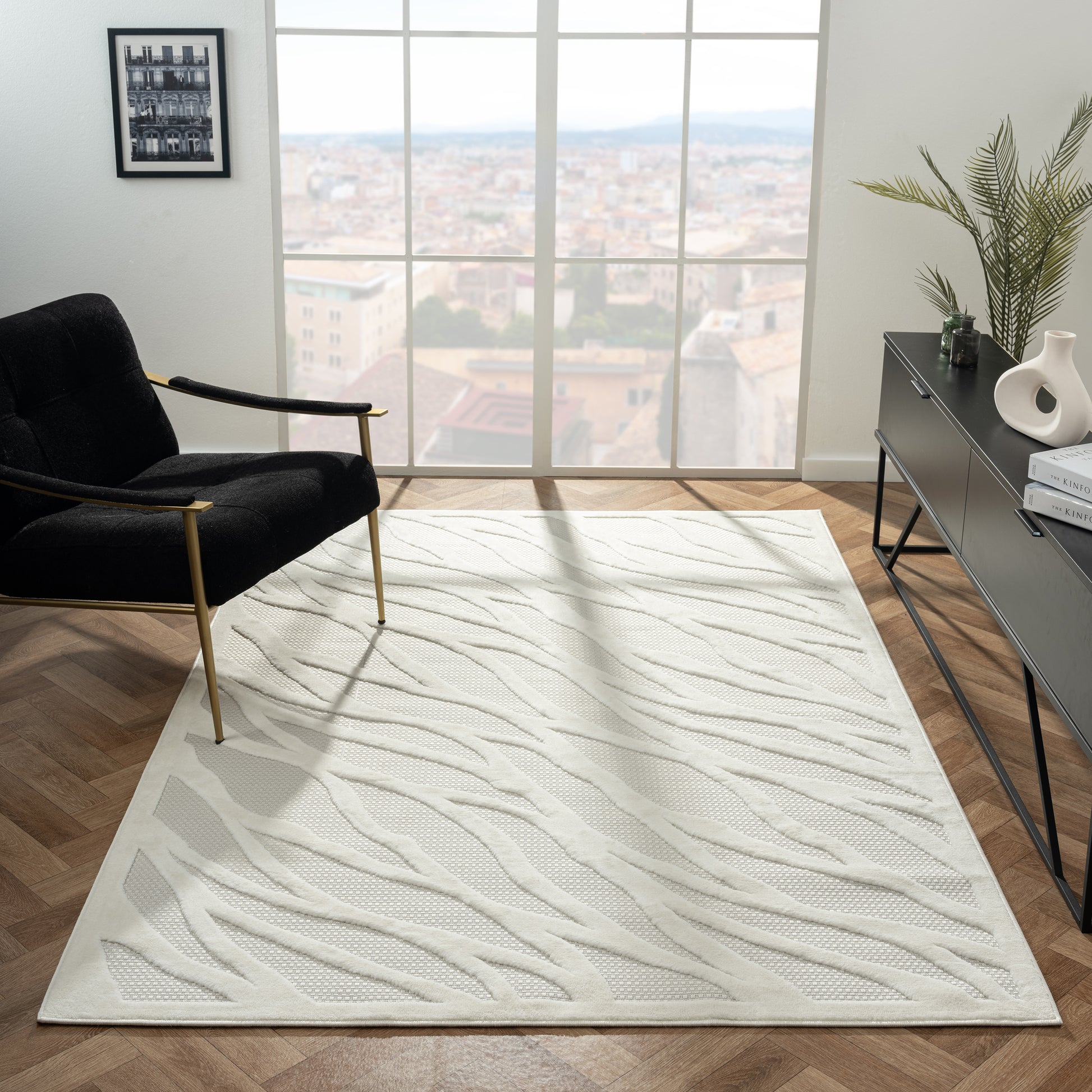 Calmer 415 Ivory geometric patterns Rug Saray Rugs