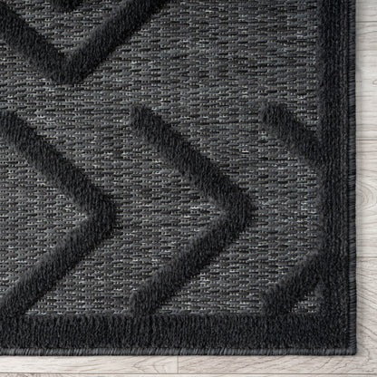 Calmer 416 Charcoal geometric patterns Rug Saray Rugs