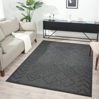 Calmer 416 Charcoal geometric patterns Rug Saray Rugs