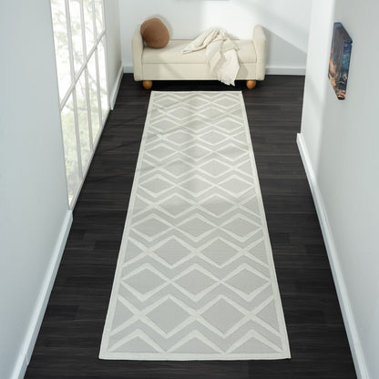 Calmer 417 Pearl geometric patterns Hallway Runner Saray Rugs