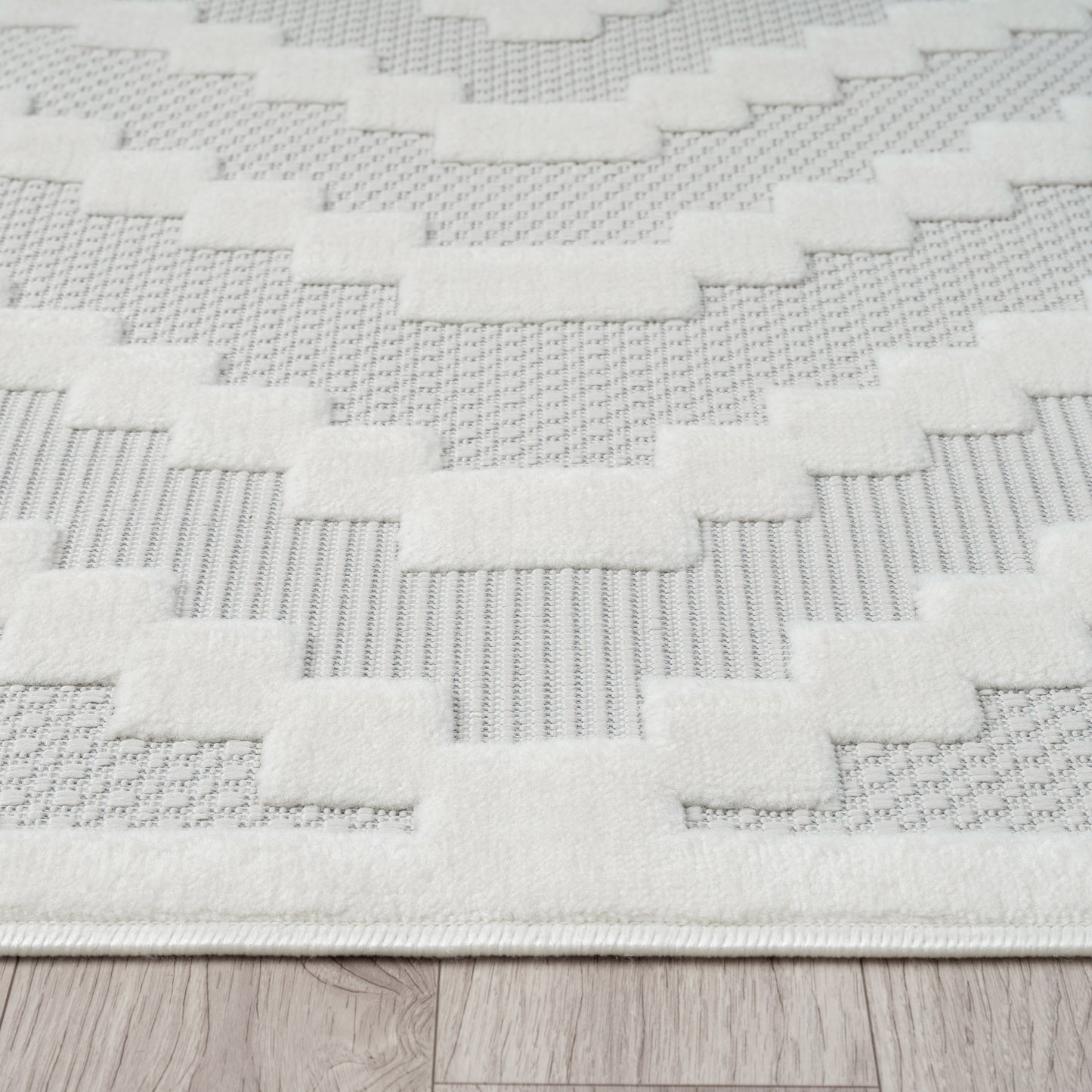Calmer 419 Linen geometric patterns Hallway Runner Saray Rugs