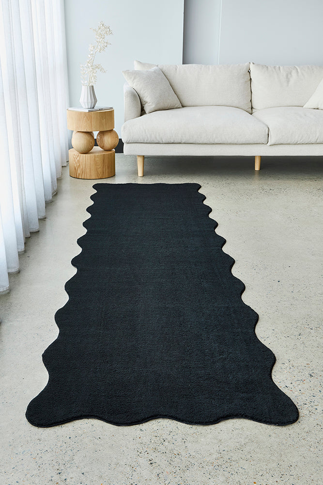 Everest  Black Washable Runner Rug Rug Culture