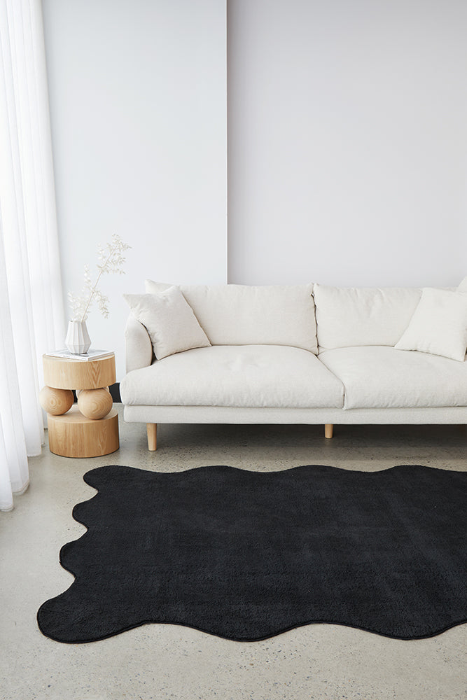 Everest  Black Washable Rug Rug Culture