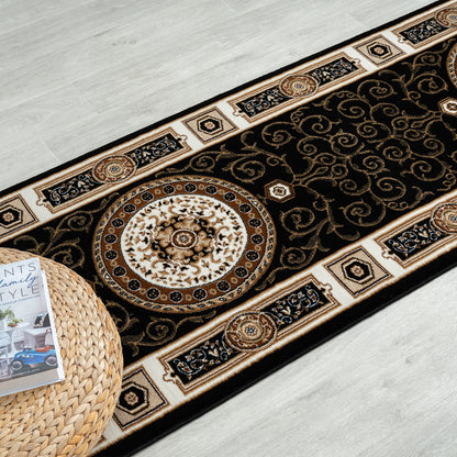 Oriental 511 black Traditional Hallway Runner Saray Rugs